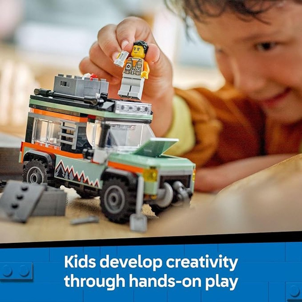 LEGO City Off-Road 4x4 Mountain Truck Toy - Building Toy Set for Kids, Boys and Girls, Ages 6+ - Fun Gift Idea for Ramadan - with Adventurer Minifigure and Accessories - 60447