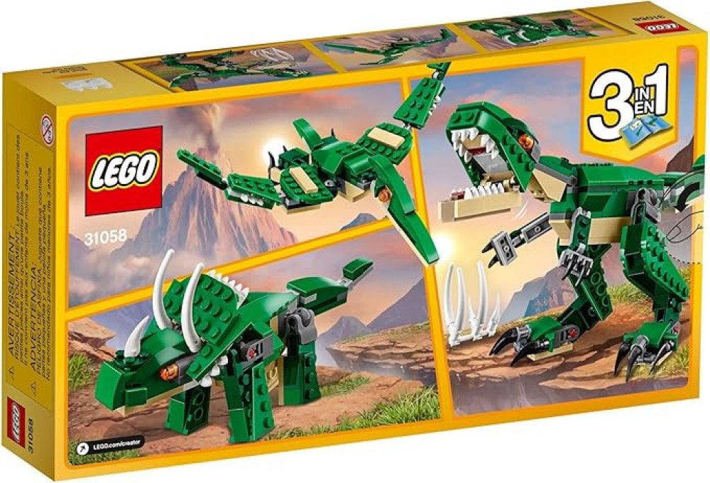 LEGO Creator 3 in 1 Mighty Dinosaur Toy, Transforms from T. rex to Triceratops to Pterodactyl Dinosaur Figures, Great Gift for 7-12 Year Old Boys & Girls