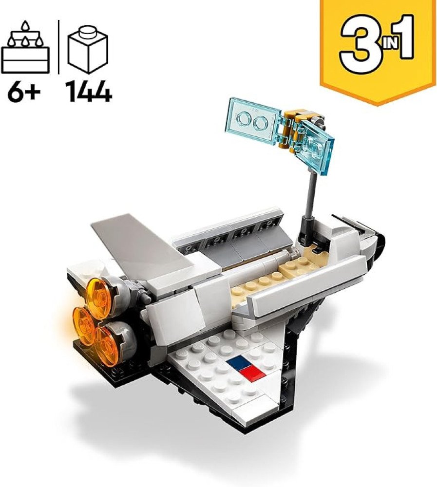 LEGO Creator 3 in 1 Space Shuttle Toys - Space Toys Building Set for Boys & Girls, Ages 6+ - Option to Build 2 Spaceships or Astronaut - Educational Gift for Kids Birthday & Holidays