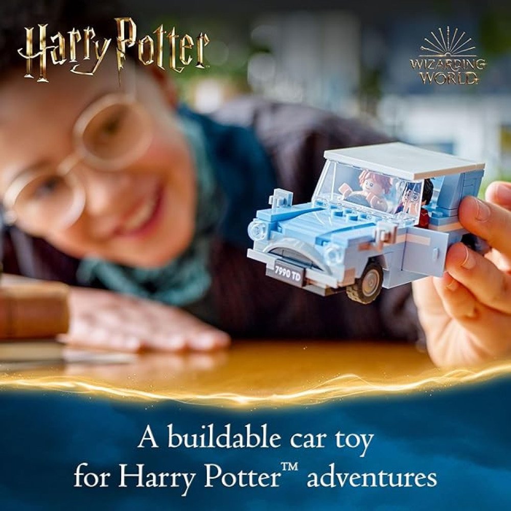 LEGO Harry Potter Flying Ford Anglia, Buildable Car Toy with 2 Minifigures for Role Play, Fantasy Playset for Kids, Harry Potter Car, Gift for Boys, Girls and Any Fan Ages 7 and Up