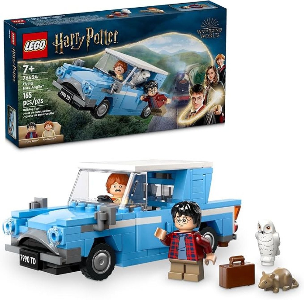 LEGO Harry Potter Flying Ford Anglia, Buildable Car Toy with 2 Minifigures for Role Play, Fantasy Playset for Kids, Harry Potter Car, Gift for Boys, Girls and Any Fan Ages 7 and Up