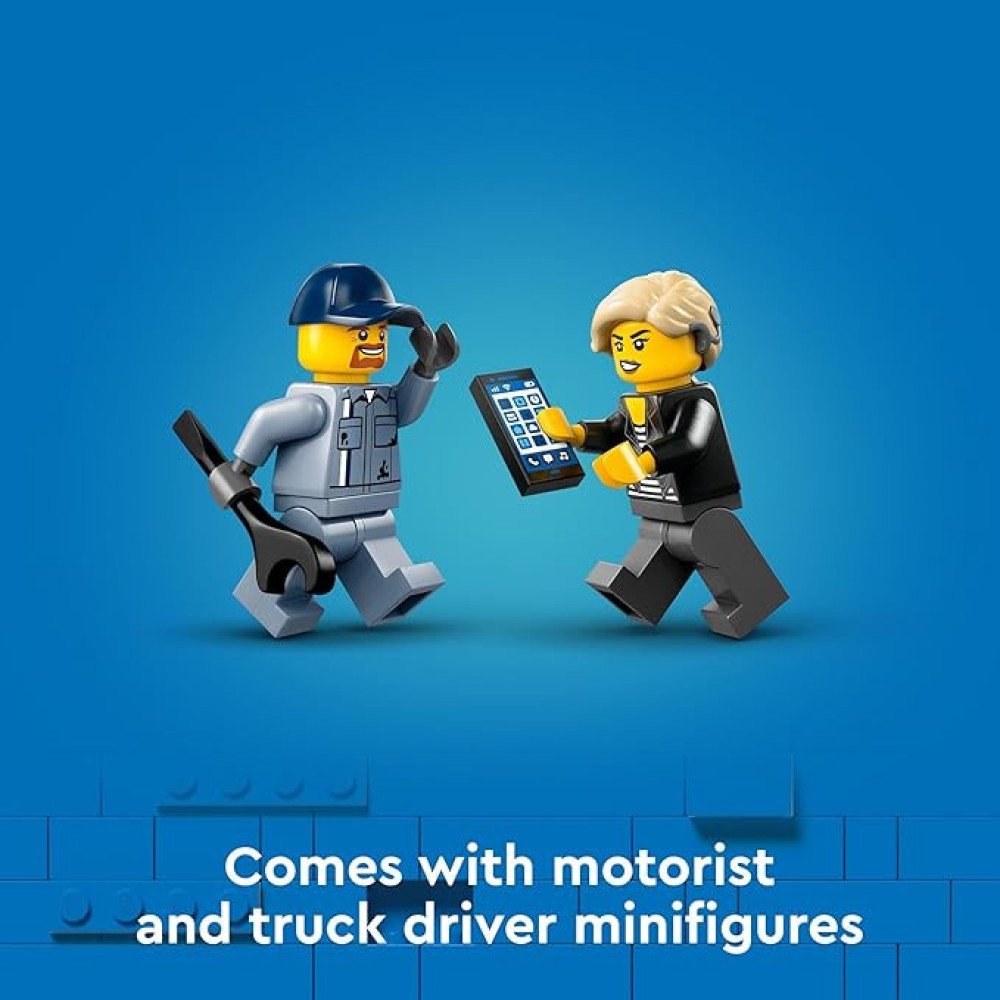 LEGO City Tow Truck and Sports Car Repair Building Set, Kids Gift Idea with 2 Minifigures and Accessories Including a Cochlear Implant, Pretend Play Tow Truck Toy for Boys & Girls Ages 4 and Up