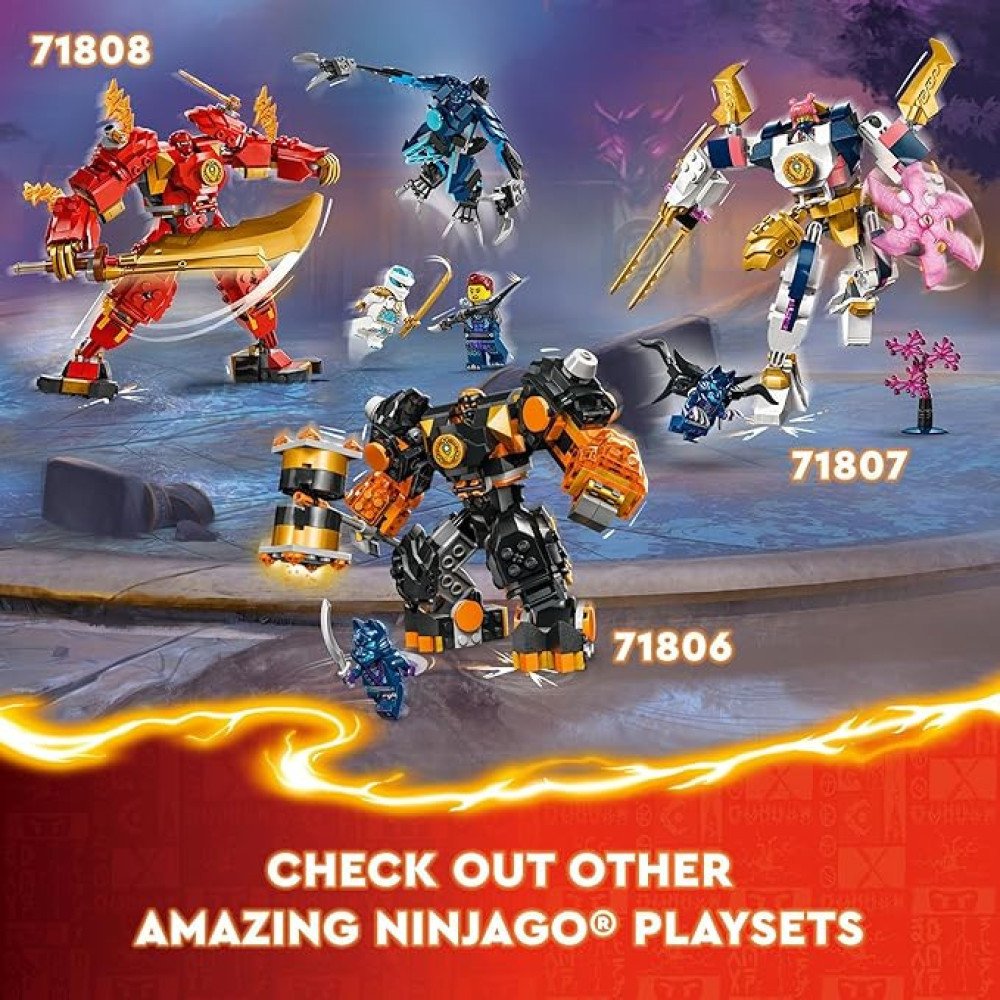 LEGO NINJAGO Sora’s Elemental Tech Mech Mini Ninja Toy, Customizable Figure, Adventure Toy Set for Kids with Sora Minifigure, Ninja Action Figure Gift for Boys and Girls Ages 7 and Up