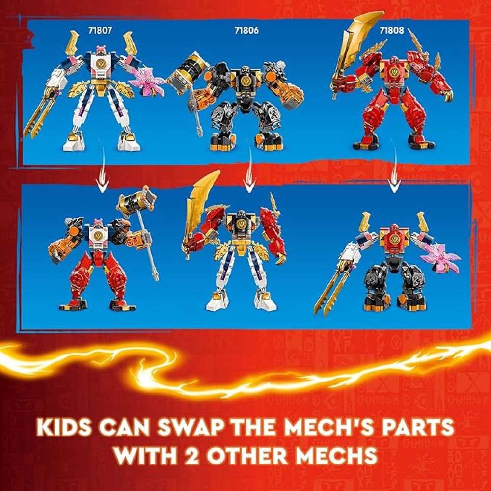 LEGO NINJAGO Sora’s Elemental Tech Mech Mini Ninja Toy, Customizable Figure, Adventure Toy Set for Kids with Sora Minifigure, Ninja Action Figure Gift for Boys and Girls Ages 7 and Up