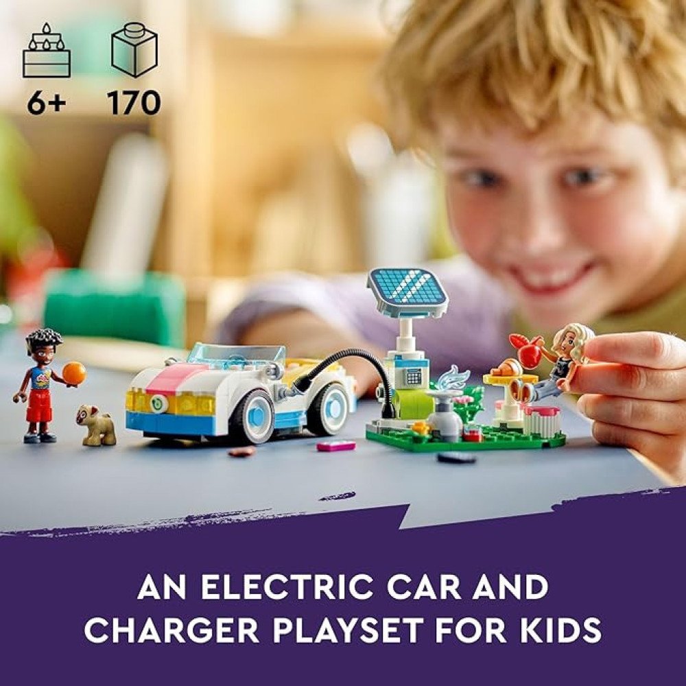 LEGO Friends Electric Car and Charger Building Toy for Kids, Role Play Toy, Adventure Toy, Includes Mini-Doll Characters Nova and Zac, Gift Idea for Kids, Girls, and Boys Ages 6 Years and Up