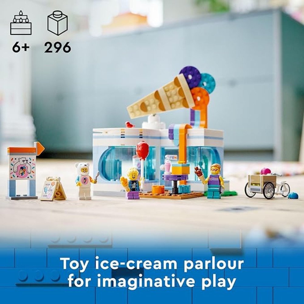LEGO City Ice-Cream Shop 60363 Building Toy Set, Includes a Cargo Bike, 3 Minifigures and Lots of Fun Features and Accessories for Imaginative Role Play, Great Birthday Gift Idea for Kids