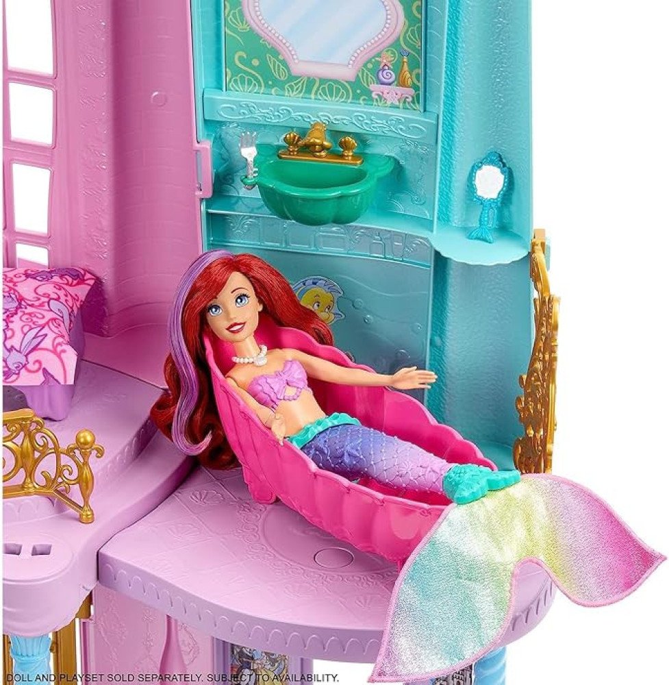 Mattel Disney Princess Toys, Ultimate Castle Doll House with Lights & Sounds, 3 Levels, 25+ Furniture Play Pieces & Accessories, 4 ft Tall