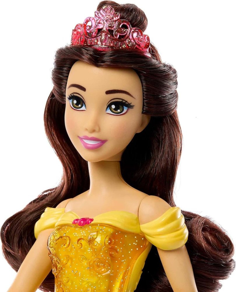 Mattel Disney Princess Toys, Belle Fashion Doll, Sparkling Look with Brown Hair, Brown Eyes & Tiara Accessory, Inspired by the Beauty & the Beast Movie